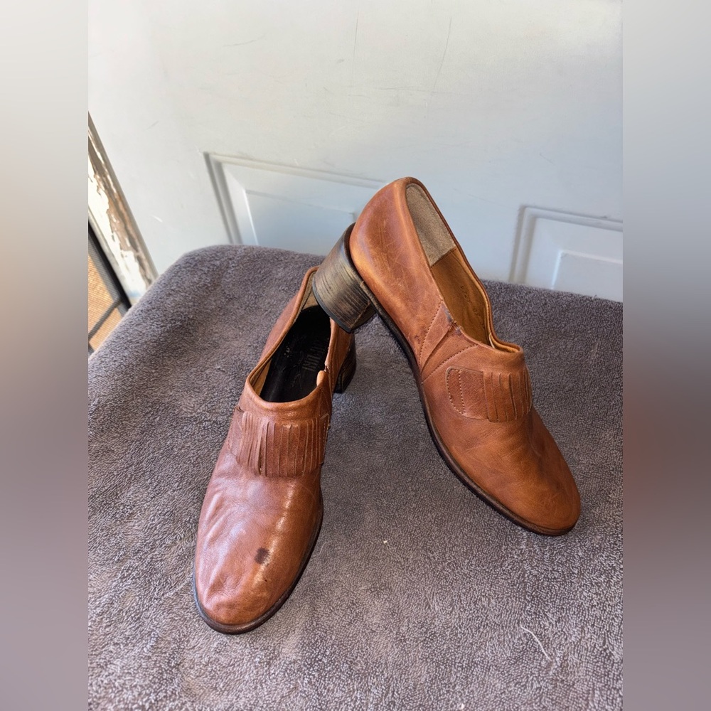 Kupuri brown leather stacked heel shoes size 39 EU 8.5 US